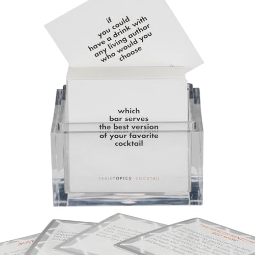 TableTopics Cocktail Question Card Game - 135 Conversation Starter Cards Featuring Questions, Facts, Quotes, and Mixed Drink Recipes, Fun Party Game for Adults - Image 2