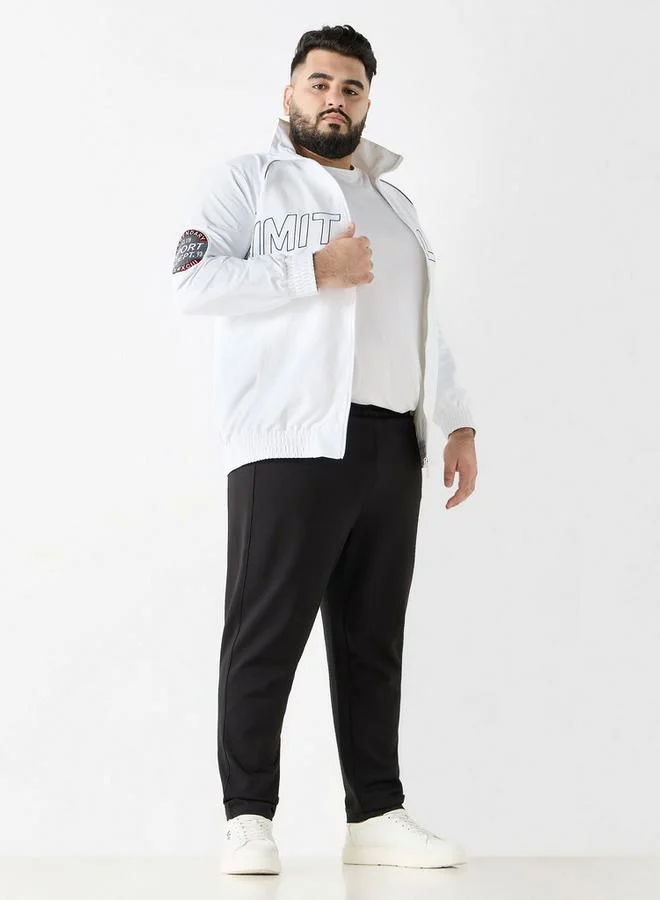 Splash FAV Plus Size Printed Zip Through Collared Jacket with Long Sleeves