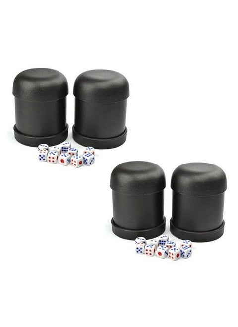 Hard Plastic Game Dice Cup Set 4 Dice Cups With 20 Dices Numbered 16