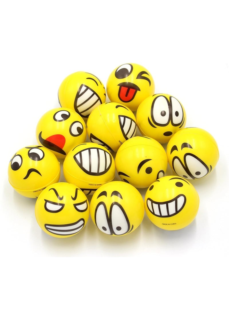 لوكاداه مجموعة من 12 كرة ضغط على شكل وجوه إيموجي - كرات لتخفيف التوتر، ألعاب مضادة للتوتر، كرات ضغط على شكل وجوه مبتسمة، لعبة لتخفيف القلق، كرات ضغط ناعمة للأطفال والكبار، أداة لتخفيف التوتر على مكتب العمل، هدايا للحفلات، جوائز للفصول الدراسية، ألعاب هدايا، كرات من إسفنج البولي يوريثان عالي المرونة - Image 1