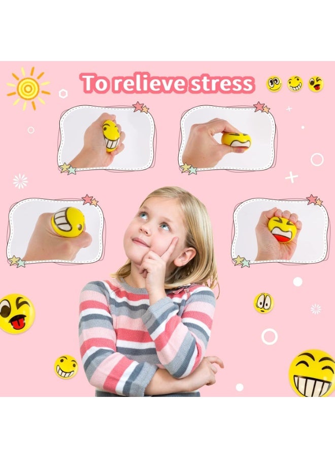 لوكاداه مجموعة من 12 كرة ضغط على شكل وجوه إيموجي - كرات لتخفيف التوتر، ألعاب مضادة للتوتر، كرات ضغط على شكل وجوه مبتسمة، لعبة لتخفيف القلق، كرات ضغط ناعمة للأطفال والكبار، أداة لتخفيف التوتر على مكتب العمل، هدايا للحفلات، جوائز للفصول الدراسية، ألعاب هدايا، كرات من إسفنج البولي يوريثان عالي المرونة - Image 5