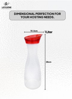 Life Smile LIFE SMILE Shatterproof Acrylic Water Bottle with Leakproof Lid - BPA-Free, Eco-Friendly Juice Pitcher - Ideal for Water, Iced Tea, Cold Brew, and Beverages (Red, 1 L)  - Image 3