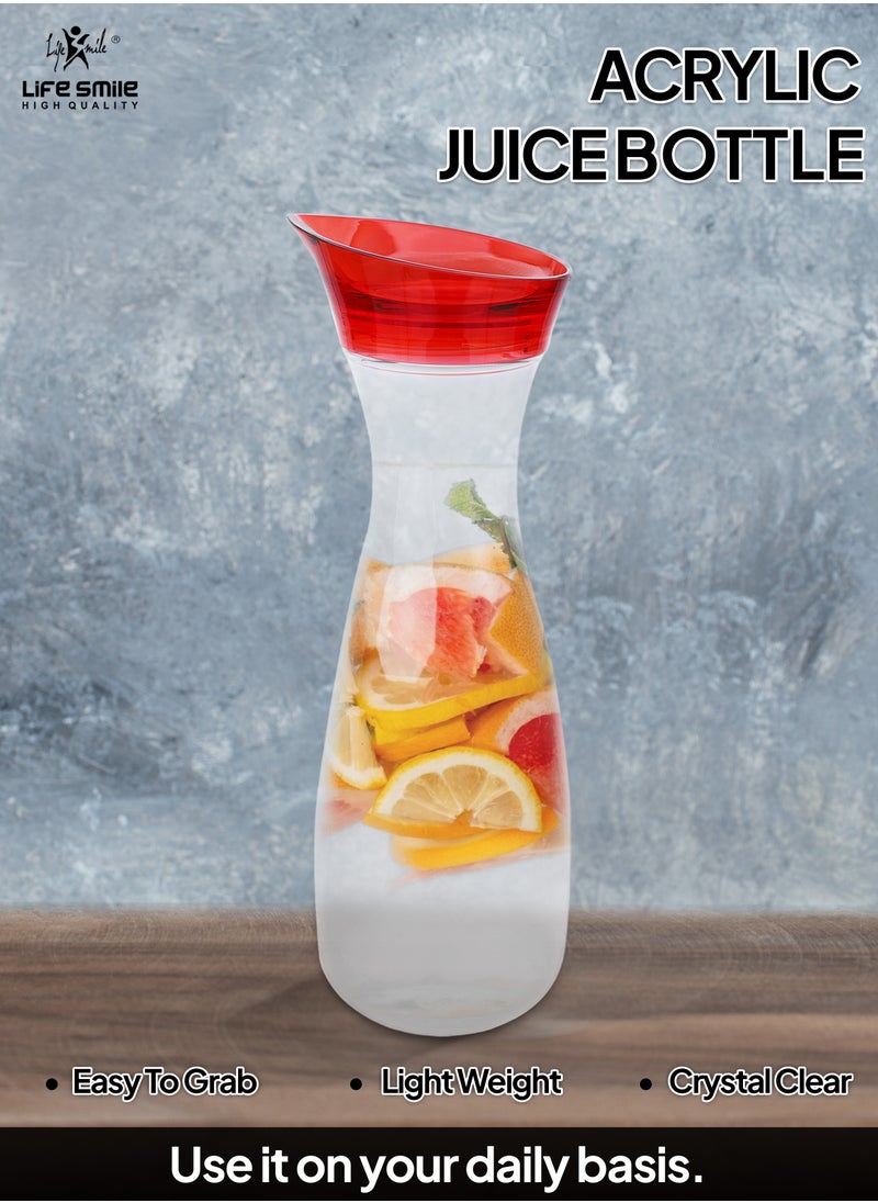 Life Smile - LIFE SMILE Shatterproof Acrylic Water Bottle with Leakproof Lid - BPA-Free, Eco-Friendly Juice Pitcher - Ideal for Water, Iced Tea, Cold Brew, and Beverages (Red, 1 L) - Image 1