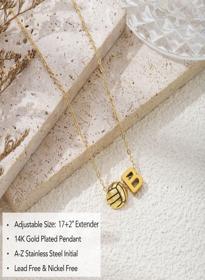 AULSIEY Volleyball Gifts Stuff for Teen, Initial A Volleyball Necklace Stuff for Players Coach, Volley Ball Senior Night Gifts for Team, Volley Ball Jewelry Accessories Personalized Sports Gift (A) - Image 4