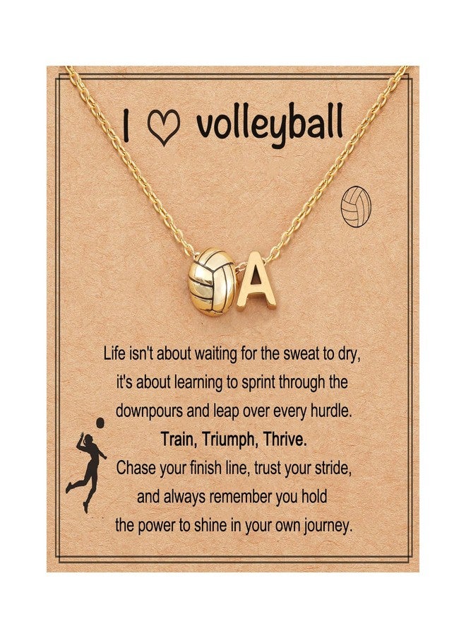 AULSIEY Volleyball Gifts Stuff for Teen, Initial A Volleyball Necklace Stuff for Players Coach, Volley Ball Senior Night Gifts for Team, Volley Ball Jewelry Accessories Personalized Sports Gift (A) - Image 1