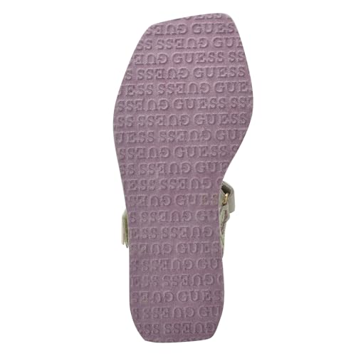 Guess Women's DAWSIN Wedge Sandal, Light Green/Purple Rhinestone Logo 330, 8 - Image 4