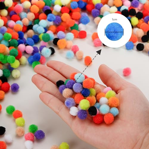 Caydo 2000 Pieces 1 cm Pompoms, Fuzzy Pom Poms Ball for DIY Art Craft Supplies（Assorted Color） - Image 3