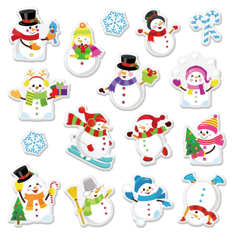 Whaline 2 Sheet Winter Thick Gel Clings Colorful Snowman Theme Window Gel Decals Reusable Cute Winter Window Clings for Home Classroom Nursery Xmas Holiday Supplies - Image 1