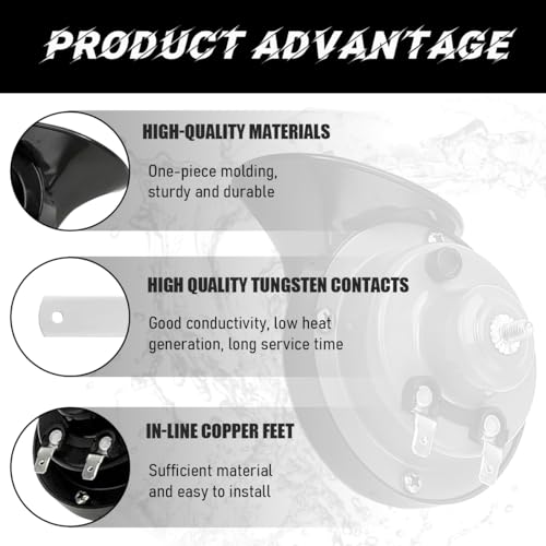 Yourkar Loud Car Horn, 12V Waterproof Snail Electric Horn, 303DB High Tone Horns Replaces for Cars, SUVs, Trucks, Motorcycles, Electric Cars, Universal Car Accessories (Black) - Image 3