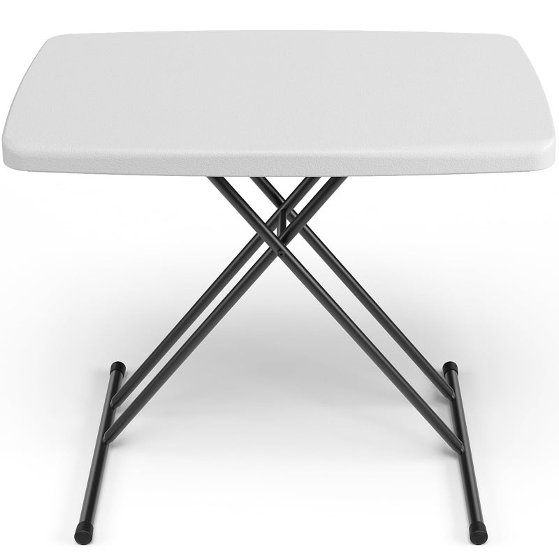 MAKE CHANGES Folding Table 30 Inch - Small Desk Adjustable Height TV Tray for Laptop, Couch, Camping - Heavy Duty Utility Foldable Table for Small Spaces, No Assembly Required, Snowy Granite - Image 1