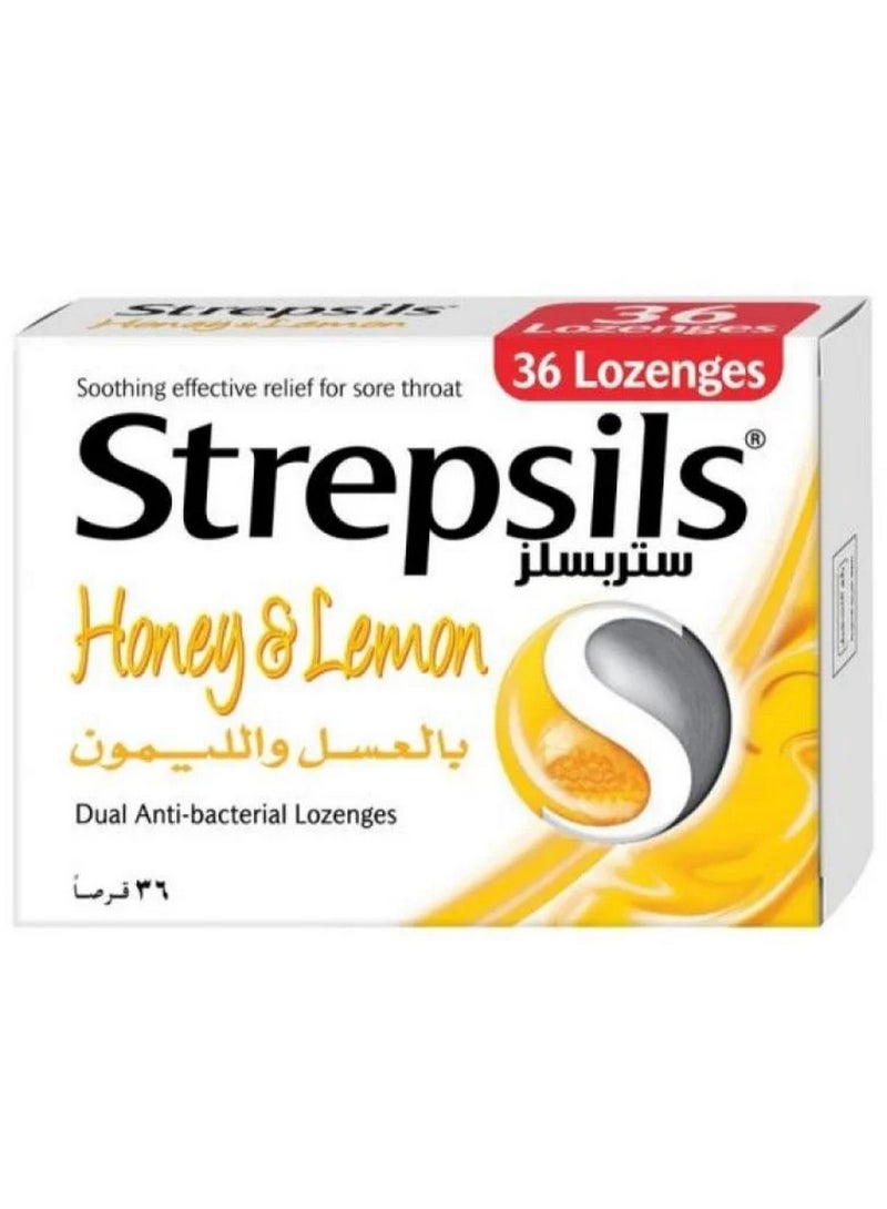 ستربسلز 36 قرصًا من العسل والليمون لتخفيف التهاب الحلق بفعالية