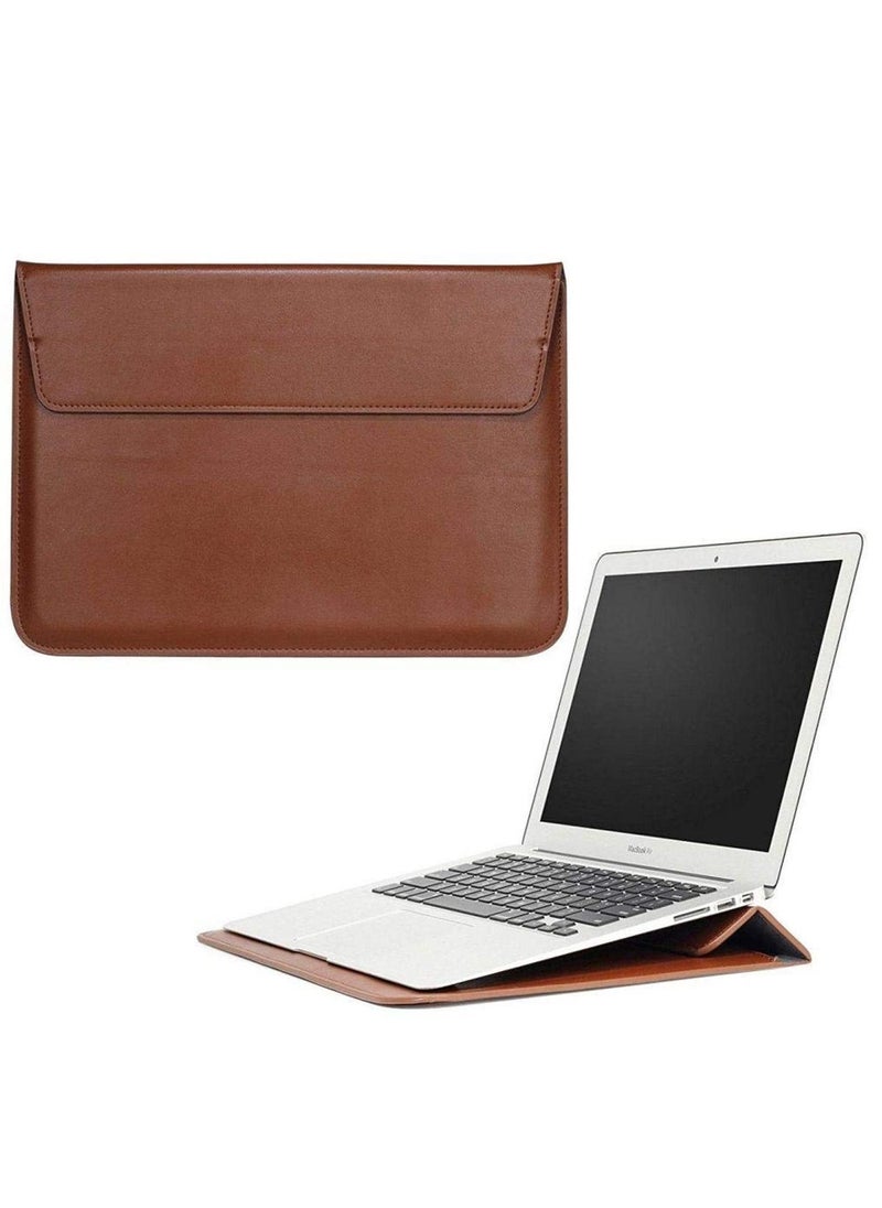 Generic Ultra-slim Case/Water-Resistant PU Leather w/ Adjustable Stand 13.3 Inch Laptop Sleeve Case for MacBook Air 13-inch Retina/ Pro 13" Notebook 13.3" Envelope Case Pouch Bag (Brown)  - Image 1