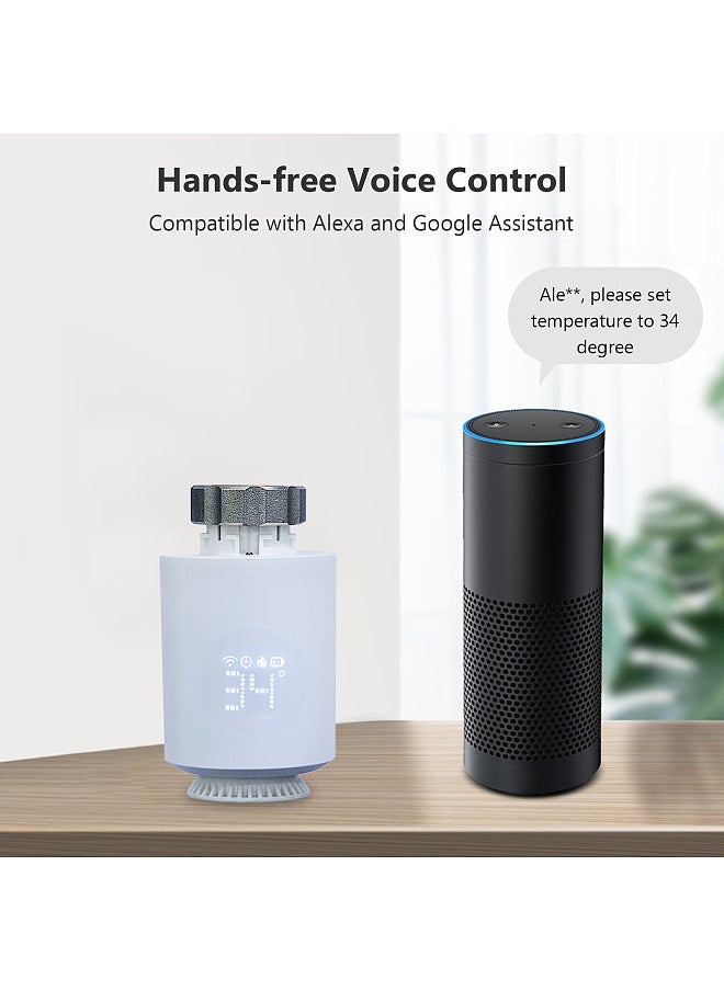 Thermostatic Radiator Valve Programmable Smart Radiator Thermostat APP Control Voice Control Compatible with Alexa Google Assistant Window Opened Detection Anti Freezing Function（ Hub Required)