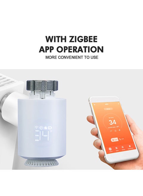 Thermostatic Radiator Valve Programmable Smart Radiator Thermostat APP Control Voice Control Compatible with Alexa Google Assistant Window Opened Detection Anti Freezing Function（ Hub Required)