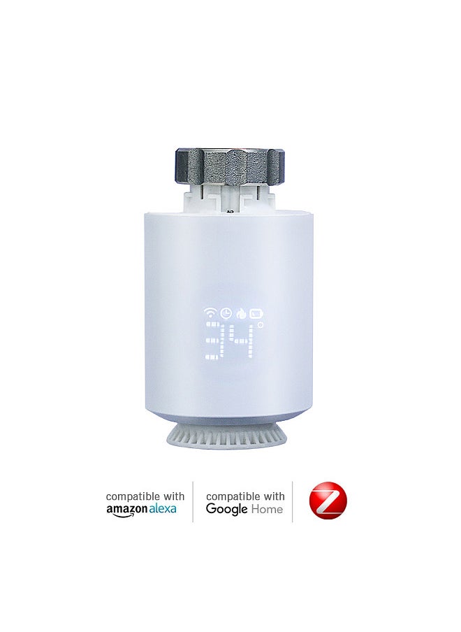 Thermostatic Radiator Valve Programmable Smart Radiator Thermostat APP Control Voice Control Compatible with Alexa Google Assistant Window Opened Detection Anti Freezing Function（ Hub Required)