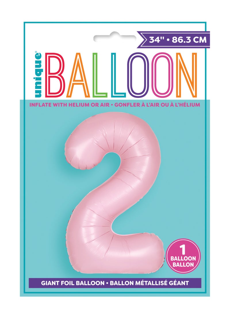 Unique 34" Matte lovely pink number 2 foil balloon  - Image 2