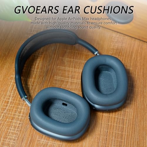 G GVOEARS وسائد أذن بديلة فاخرة لسماعات أبل AirPods Max، وسائد أذن من جلد البروتين ورغوة الذاكرة مع عزل ممتاز للضوضاء (أسود) - Image 5