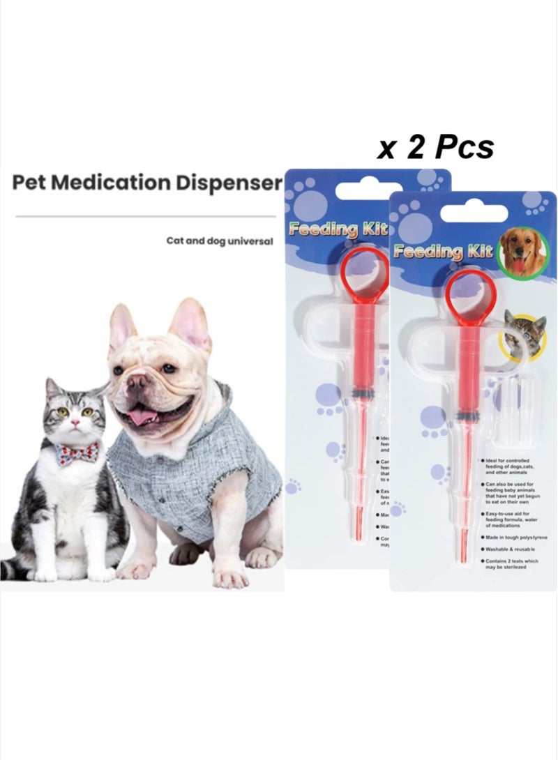 Aura Select Pet Pill & Liquid Feeder Set - Silicone Syringe with Soft Tips, Safe Pill Dispenser for Cats, Dogs & Puppies, Easy-to-Use Pet Medication Giver(Red*2) - Image 1