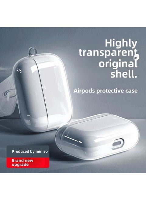 Tpu Material Suitable For Apple Airpods Protective Case Pro2 Earphone Case 3/4 Generation Transparent 5 Generation Diy Earphone Case-Color:Soft Shell + White Rope + Bag-Applicable Model:Airpods 3 Generation (with Hanging Ears)
