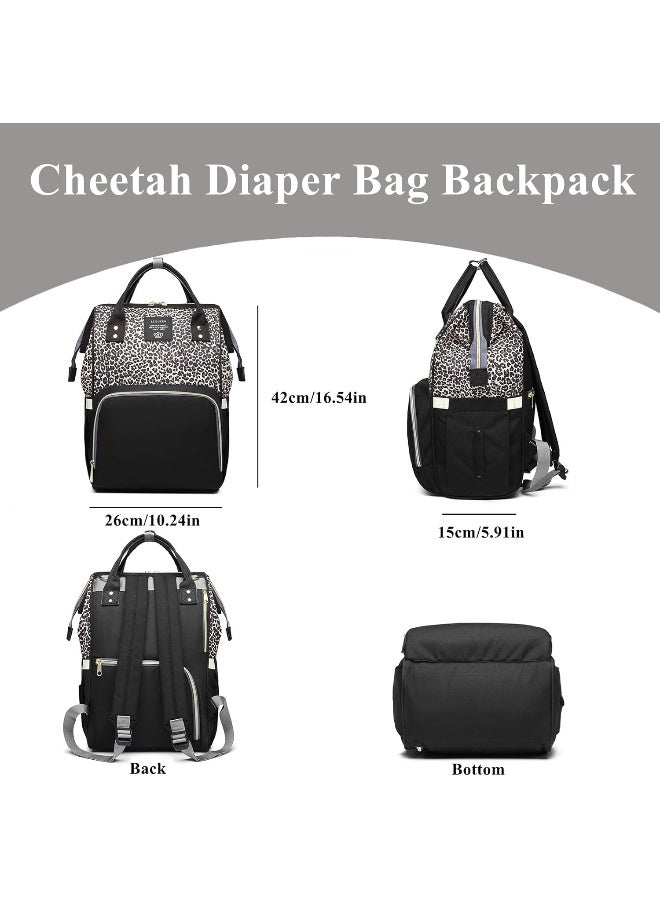 LEQUEEN Armbq Leopard Print Diaper Bag Backpack Multi-Function Diaper Bag for Baby Care Waterproof Travel Baby Bag for Mom - Image 2