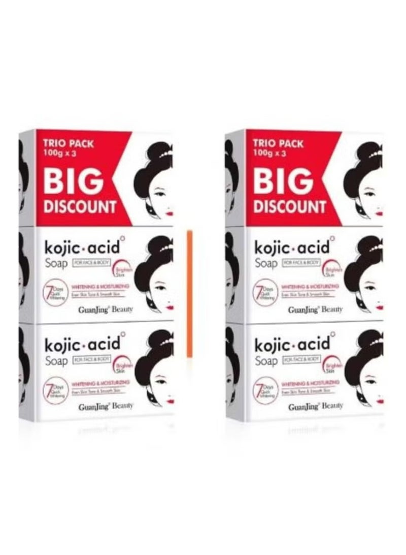 GUANJING two pcs Whitening Kojic Acid Soap 100 g * 3 Pcs