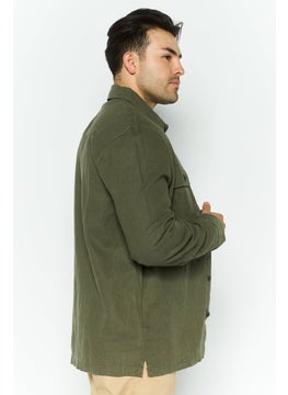 Threadbare Men Regular Fit Solid Long Sleeves Casual Shirt, Khaki  - Image 3