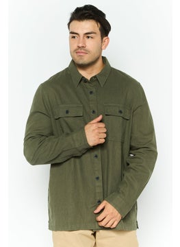 Threadbare Men Regular Fit Solid Long Sleeves Casual Shirt, Khaki  - Image 1