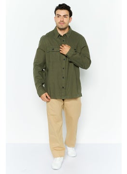 Threadbare Men Regular Fit Solid Long Sleeves Casual Shirt, Khaki  - Image 2