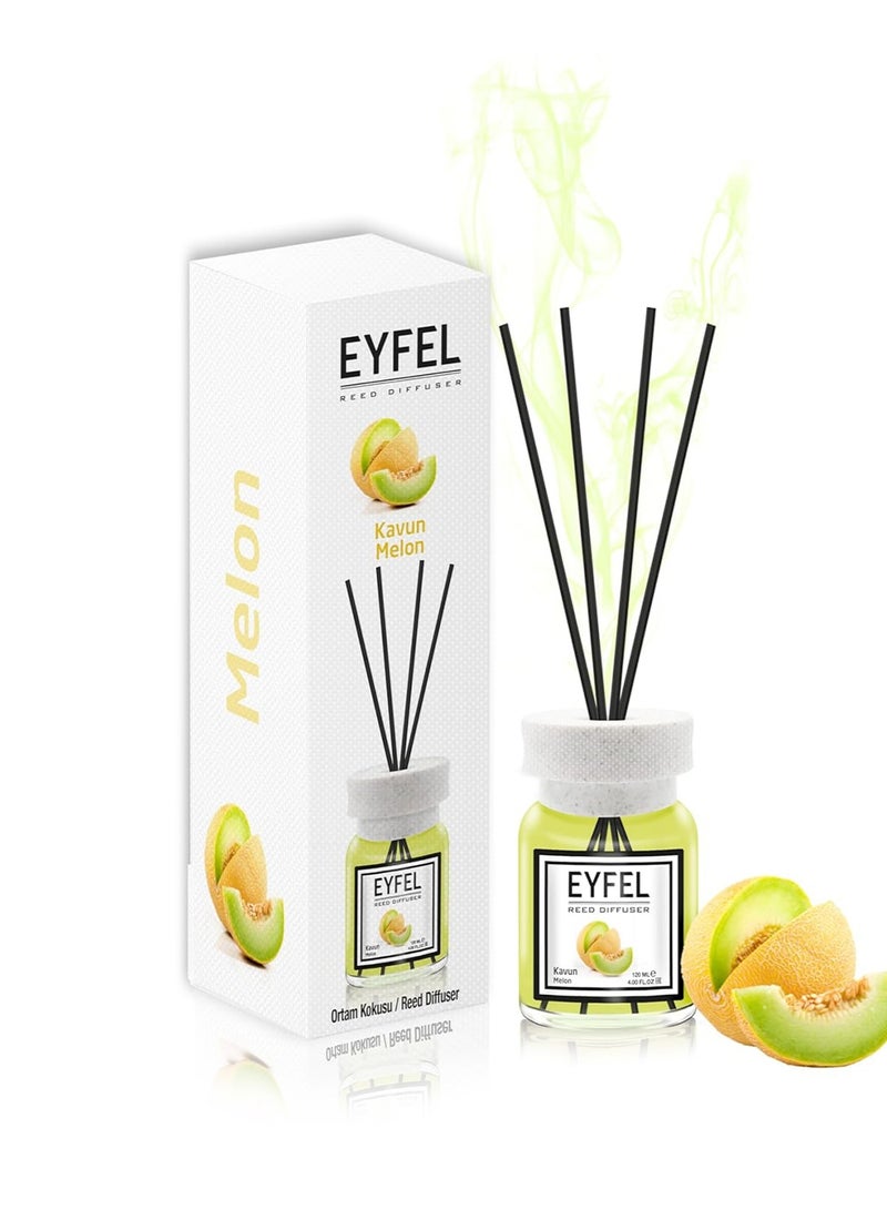 آيفيل معطر منزلي يدوم طويلاً برائحة البطيخ (كافون) 120 مل | عطر منزلي منعش بنكهة الفواكه | موزع عطور فاخر من إيفل مع 4 أعواد من الخيزران - Image 4