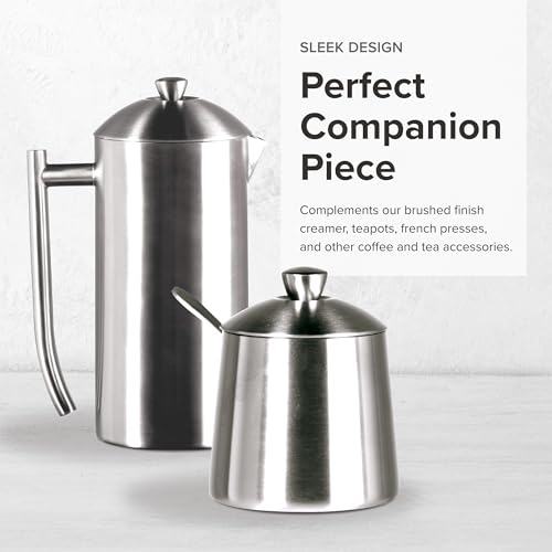 Frieling USA 18/10 Brushed Stainless Steel Sugar Bowl with Lid & Spoon - 10 oz Sugar Container & Dispenser with Pour Spout - Countertop Jar with Spoon Holder for Cubes, Packets & Condiments - Image 5