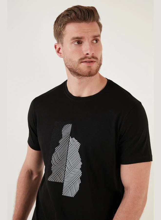 Buratti  Buratti Printed Crew Neck 100% Cotton Slim Fit T Shirt Men's T-Shirt 646B3920 for Men | Best Price UAE