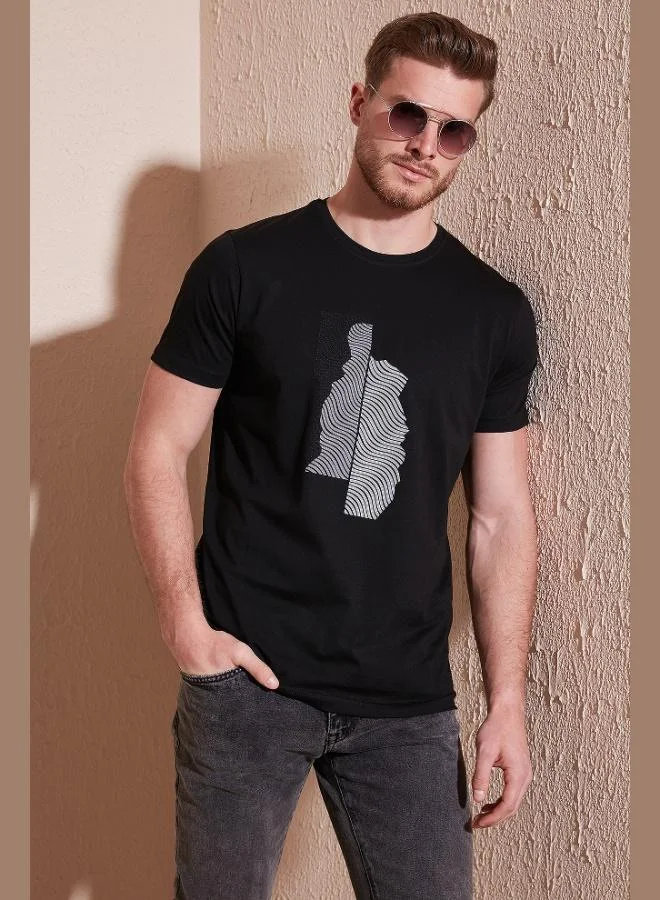 Buratti  Buratti Printed Crew Neck 100% Cotton Slim Fit T Shirt Men's T-Shirt 646B3920 for Men | Best Price UAE