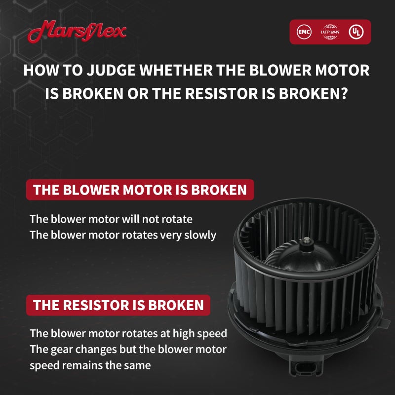 Marsflex Front Blower Motor 700191 for 2003-2011 Chevy Silverado Avalanche Suburban, for GMC Sierra Yukon, 2004 2005 2006 2007 2008 2009 2010 Automotive Replacement Blower Motor Fan OE: 88986838 - Image 3