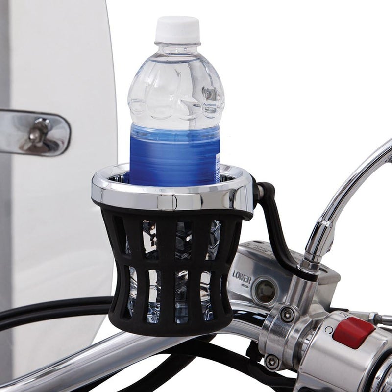 Ciro 50420 Drink Holder - Black Mirror Mount for Harley-Davidson Models - Image 1