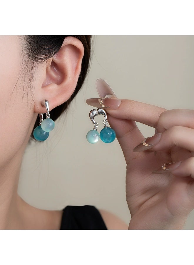 Goolsky أقراط خرز متقاطعة مزدوجة الجوانب – مجوهرات بيان شفافة بسيطة للنساء - Image 1