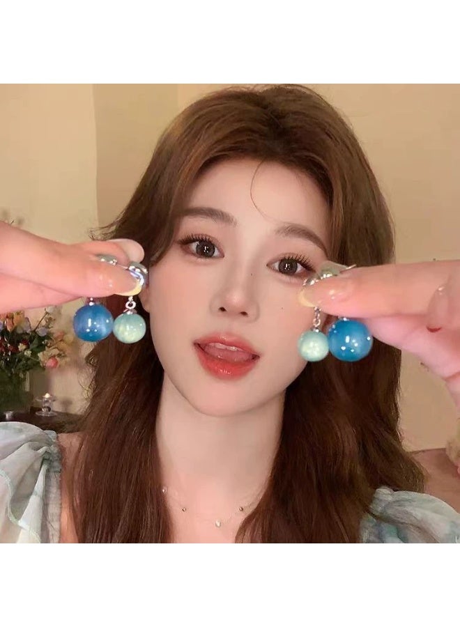 Goolsky أقراط خرز متقاطعة مزدوجة الجوانب – مجوهرات بيان شفافة بسيطة للنساء - Image 4