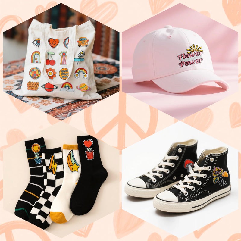 RF-patch 32Pcs Hippie Iron on Patches, Embroidered Girls Iron on/Sew on Patch for Clothes, Hats, Jeans, Dress, Backpacks - Image 5