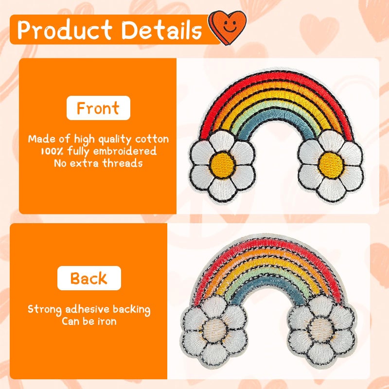 RF-patch 32Pcs Hippie Iron on Patches, Embroidered Girls Iron on/Sew on Patch for Clothes, Hats, Jeans, Dress, Backpacks - Image 4