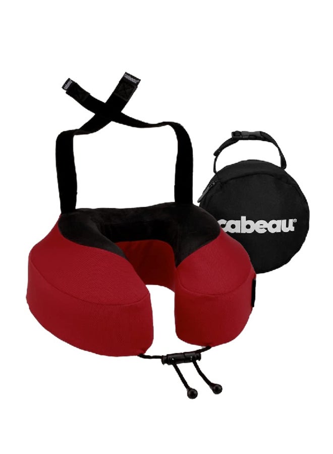 Cabeau وسادة رقبة من إسفنج الذاكرة فائق النعومة مع امتصاص الرطوبة باللونين الأحمر والأسود 10 × 17 × 30 سم CB-TPEP2986 - Image 1