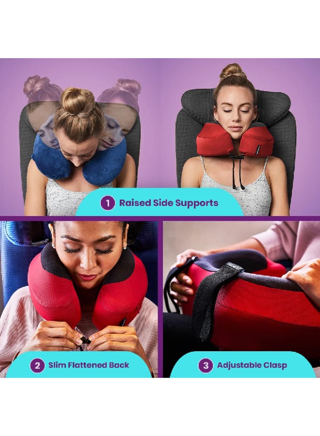 Cabeau وسادة رقبة من إسفنج الذاكرة فائق النعومة مع امتصاص الرطوبة باللونين الأحمر والأسود 10 × 17 × 30 سم CB-TPEP2986 - Image 2