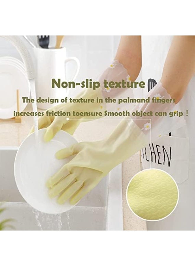 RTYY 3 أزواج من قفازات تنظيف الأطباق، قفازات مطاطية كبيرة قابلة لإعادة الاستخدام، مضادة للانزلاق، بأكمام طويلة، مناسبة للغسيل في المطبخ والبستنة والمنزل، وتنظيف المطبخ والتعامل مع الطعام والطلاء والعناية بالحيوانات الأليفة - Image 3
