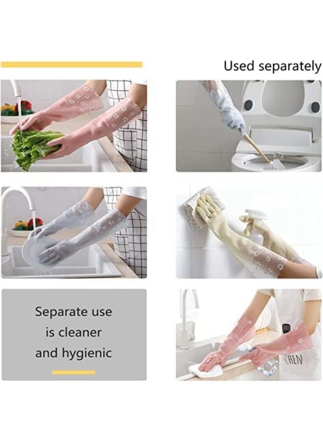 RTYY 3 أزواج من قفازات تنظيف الأطباق، قفازات مطاطية كبيرة قابلة لإعادة الاستخدام، مضادة للانزلاق، بأكمام طويلة، مناسبة للغسيل في المطبخ والبستنة والمنزل، وتنظيف المطبخ والتعامل مع الطعام والطلاء والعناية بالحيوانات الأليفة - Image 4