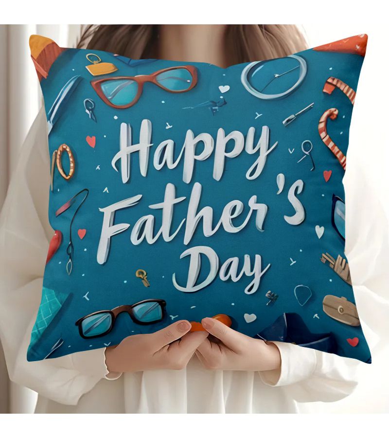 16 X 16 Inch Blue Theme Father S Day Polyester Seasonal Pillow Covers With Zipper Machine Washable Skin Friendly Cushion Covers For Bed Sofa Lounge Chair - Image 1