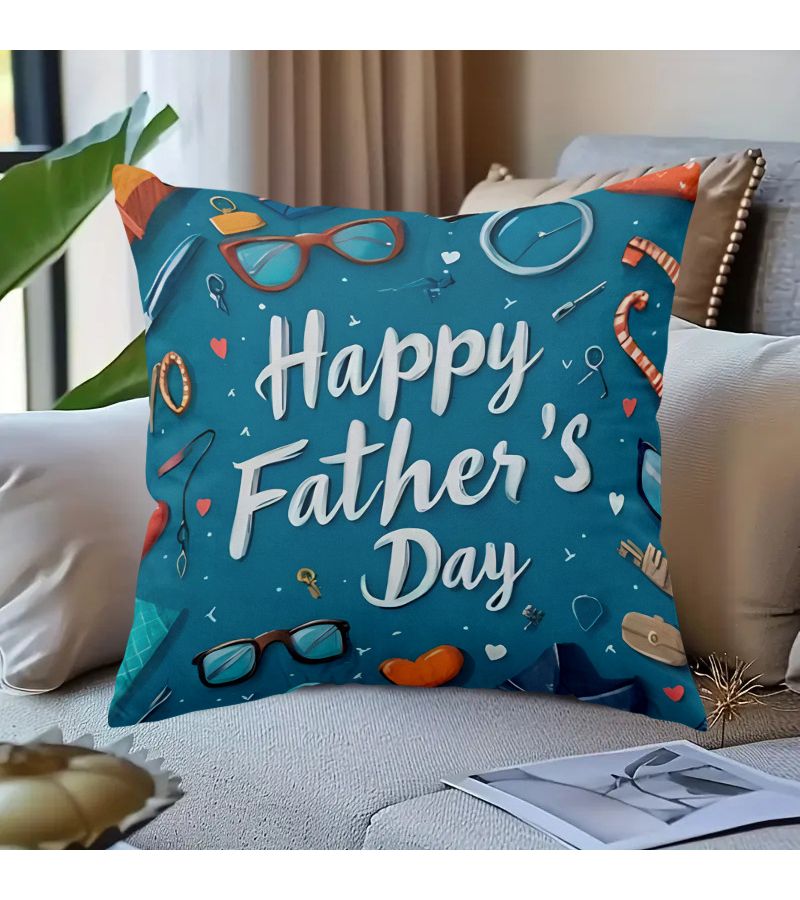 16 X 16 Inch Blue Theme Father S Day Polyester Seasonal Pillow Covers With Zipper Machine Washable Skin Friendly Cushion Covers For Bed Sofa Lounge Chair - Image 3