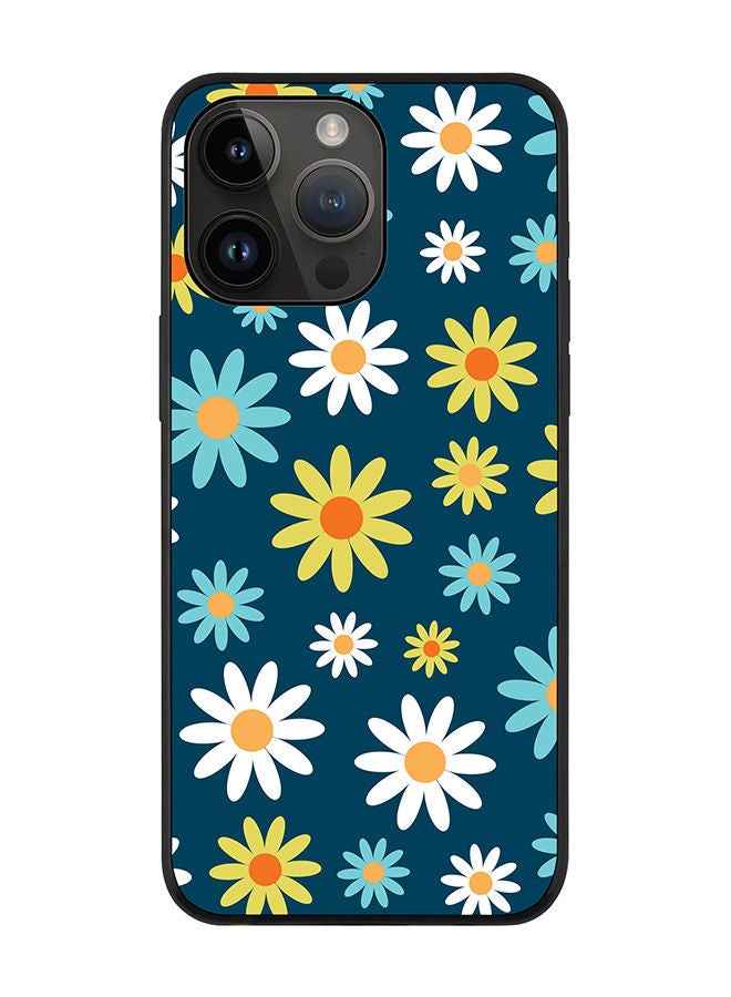 Stylizedd Rugged Black edge case for Apple iPhone 14 Pro Max Slim fit Soft Case Flexible Rubber Edges Anti Drop TPU Gel Thin Cover - Pick A Daisy - Image 1