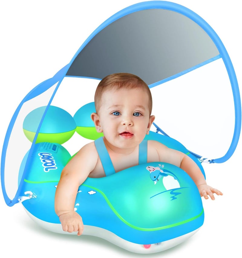 LAYCOL Baby Swimming Float with UPF50+ Sun Canopy Baby Floats for Pool No Flip Overbaby Pool for Baby Age of 3-36 Months - Image 1