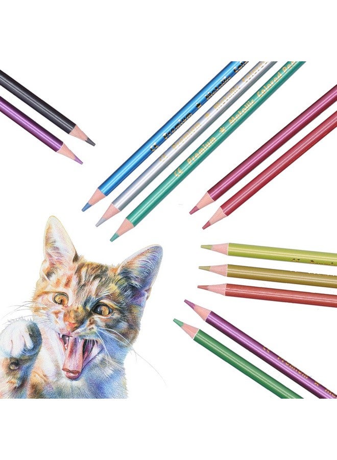Pomya Colored Pencils Set Metallic Or Fluorescent 12 Color Sketch Graffiti Painting Supplies Coloring Pencils For Adult Coloring Books Artist Drawing Art Supplies With Vibrant Color - Image 1
