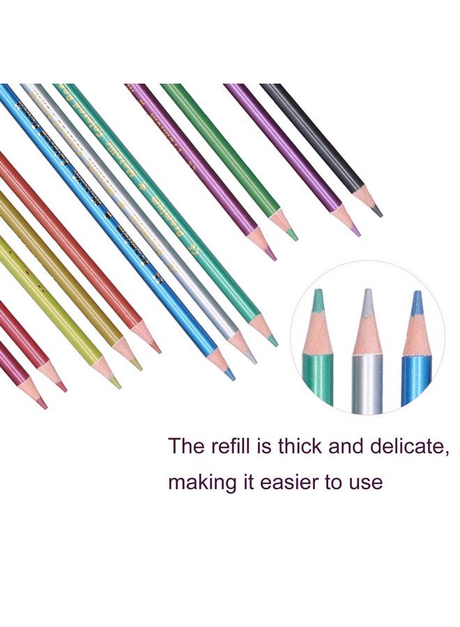 Pomya Colored Pencils Set Metallic Or Fluorescent 12 Color Sketch Graffiti Painting Supplies Coloring Pencils For Adult Coloring Books Artist Drawing Art Supplies With Vibrant Color - Image 3