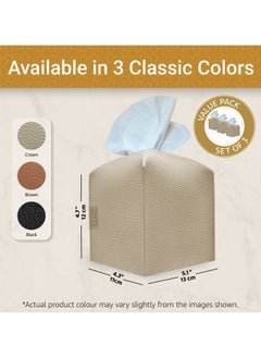 LeArt Leather Tissue Box Cover – Home Decorations for Living Room, Bedroom and Office | Car Tissue Holder | Tissue Box Holder for Car | Tissue Box Cover for Car (Camel Cube - Pack of 3)  - Image 5