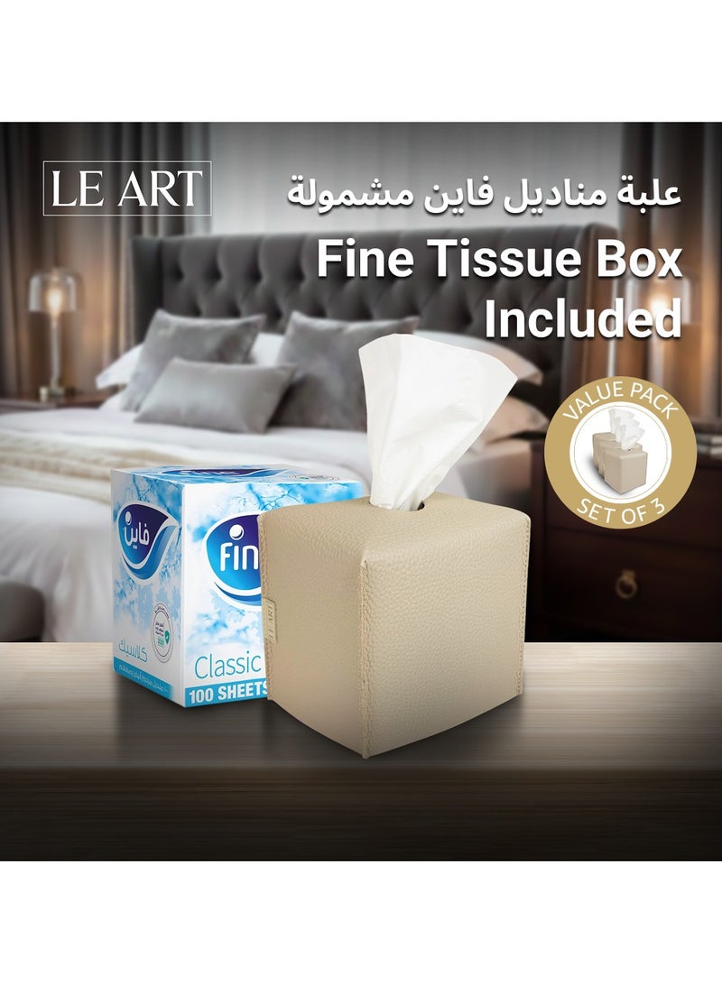 LeArt Leather Tissue Box Cover PACK OF 3 – Elegant Tissue Box Holder for Office Car Home Decor | Living Room Bedroom Bathroom | Facial Tissue Holder, Car Tissue Box Holder (Camel Cube - Pack of 3) - Image 4